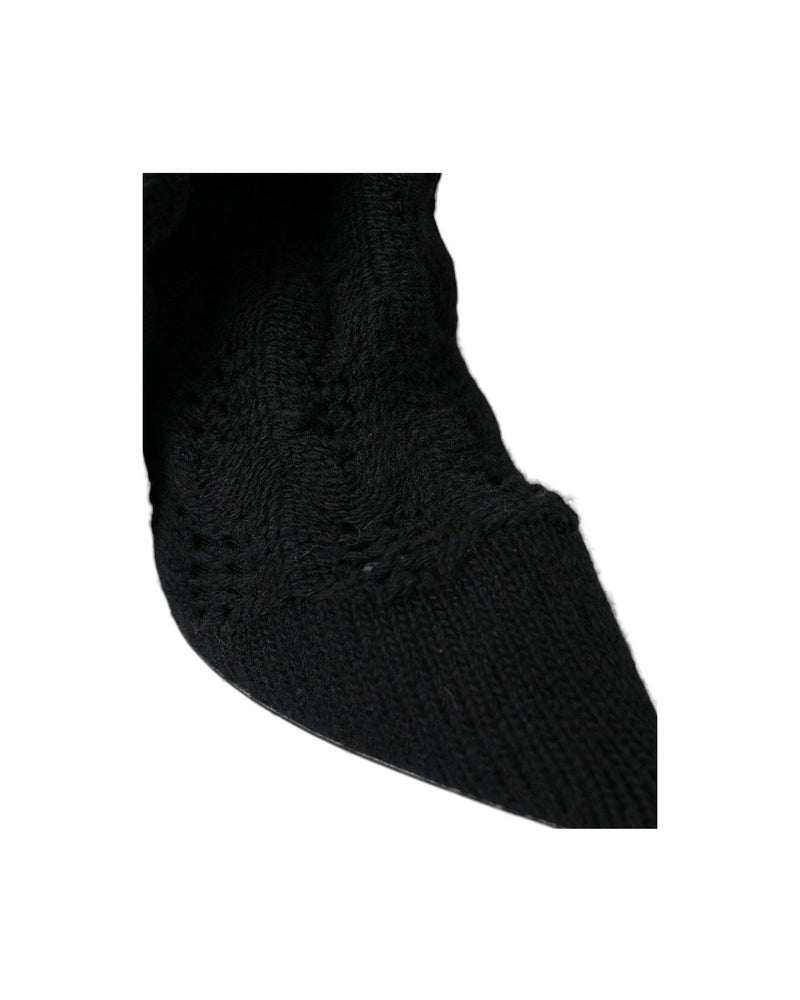 Dolce & Gabbana Black Stiletto Heels Mid Calf Boots Shoes Glam Steals