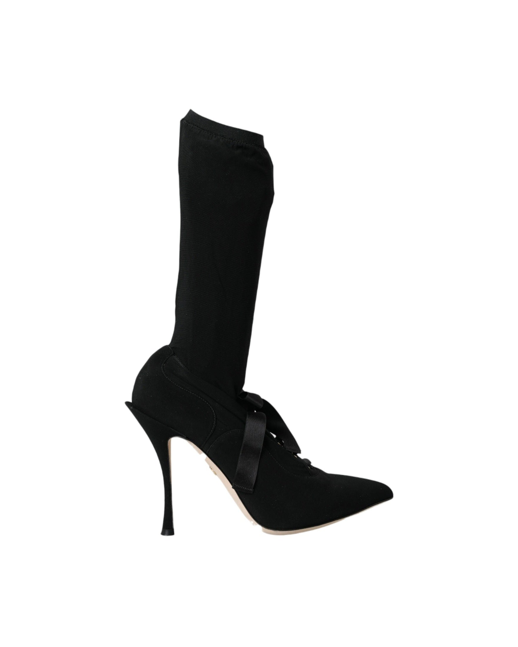 Dolce & Gabbana Black Stiletto Heels Mid Calf Boots Shoes Glam Steals