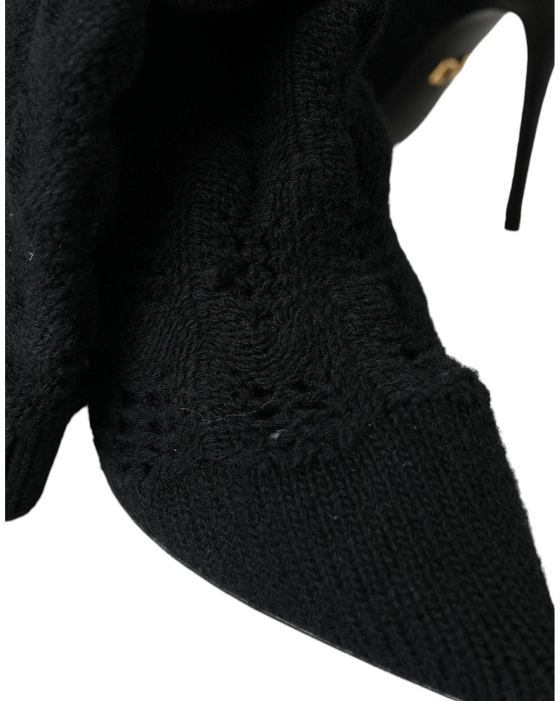 Dolce & Gabbana Black Stiletto Heels Mid Calf Boots Shoes Glam Steals