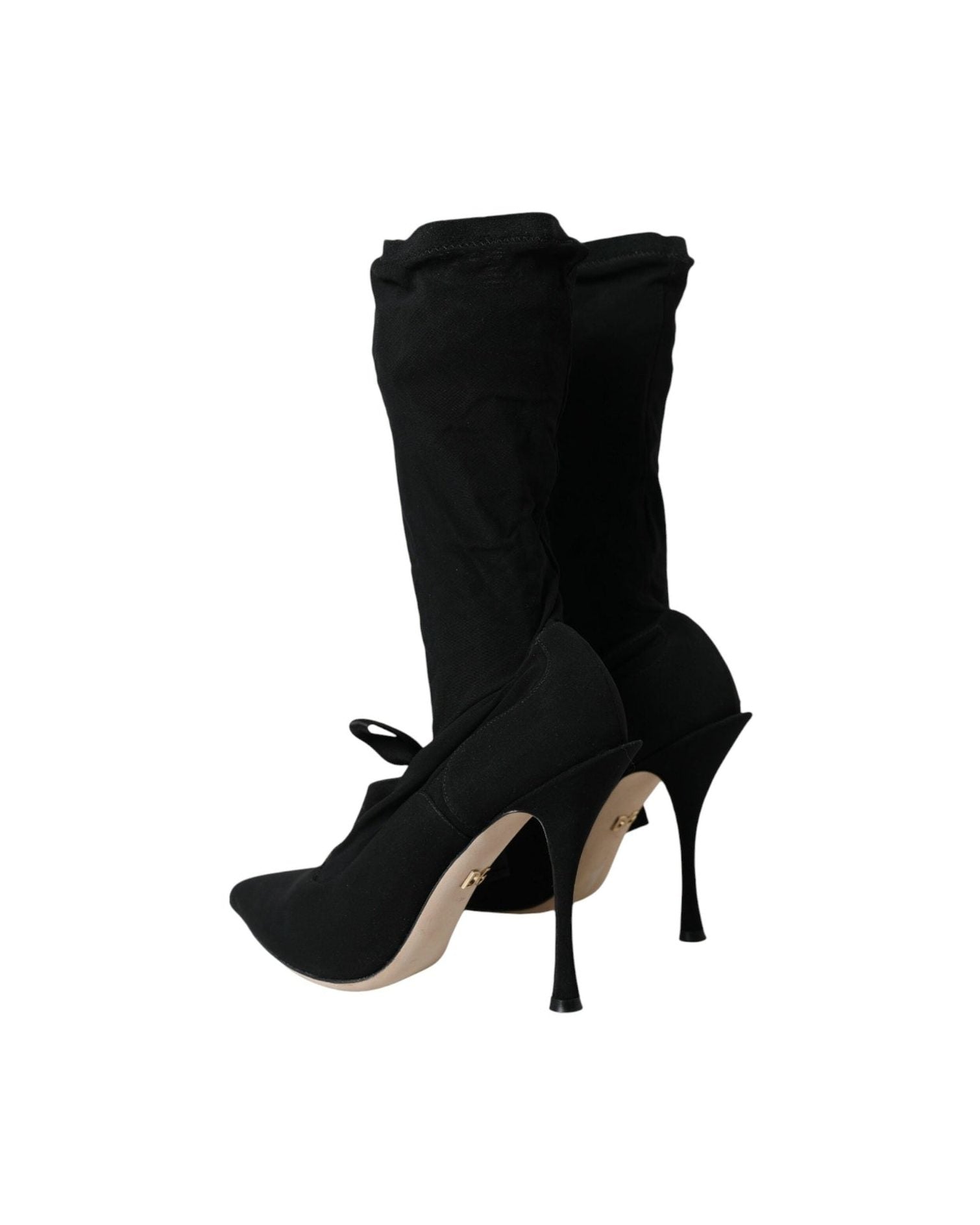 Dolce & Gabbana Black Stiletto Heels Mid Calf Boots Shoes Glam Steals