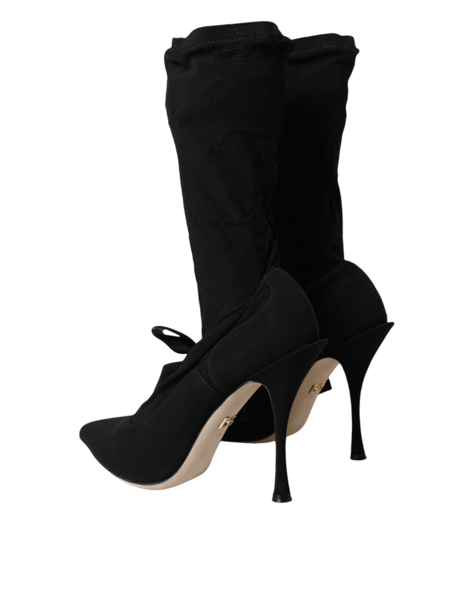 Dolce & Gabbana Black Stiletto Heels Mid Calf Boots Shoes Glam Steals