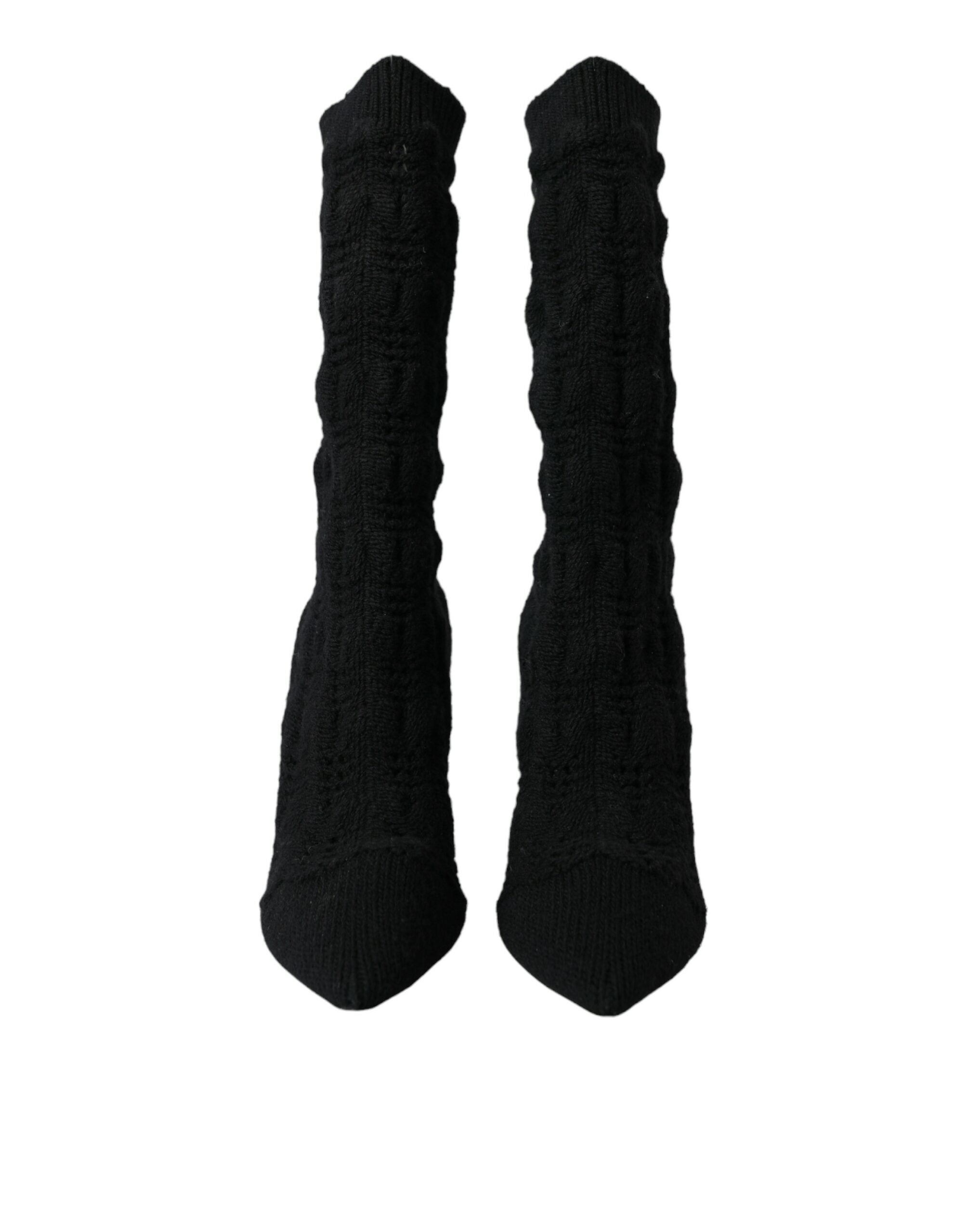 Dolce & Gabbana Black Stiletto Heels Mid Calf Boots Shoes Glam Steals