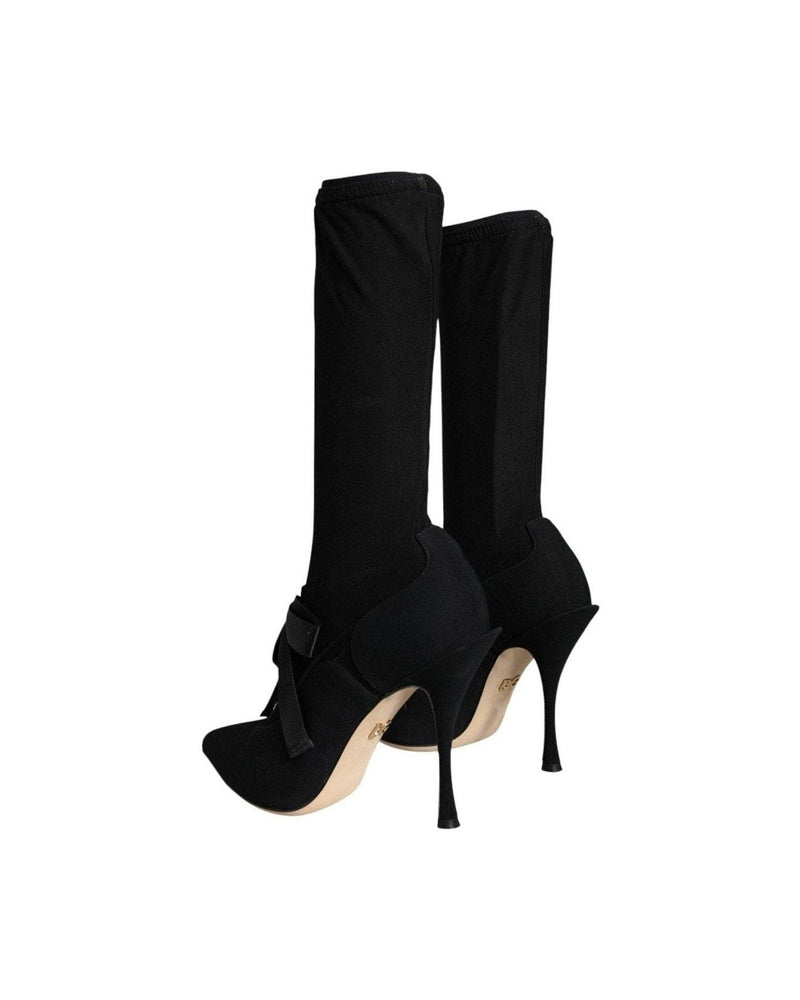 Dolce & Gabbana Black Stiletto Heels Mid Calf Boots Shoes Glam Steals