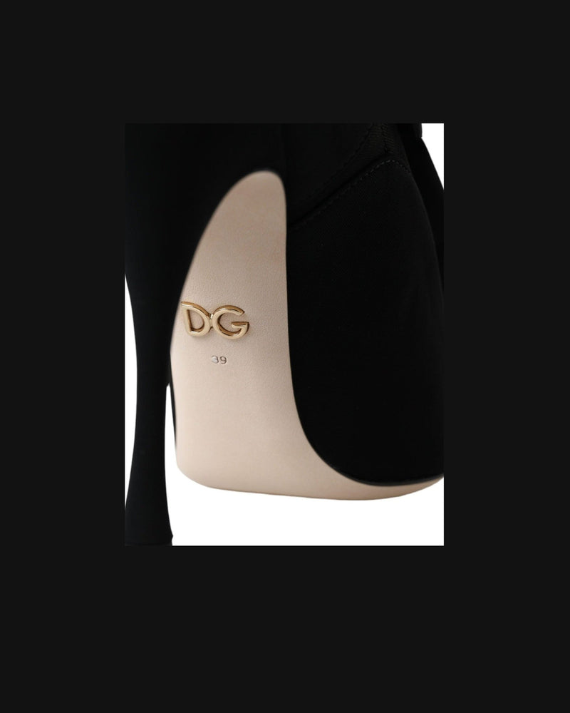 Dolce & Gabbana Black Stiletto Heels Mid Calf Boots Shoes Glam Steals