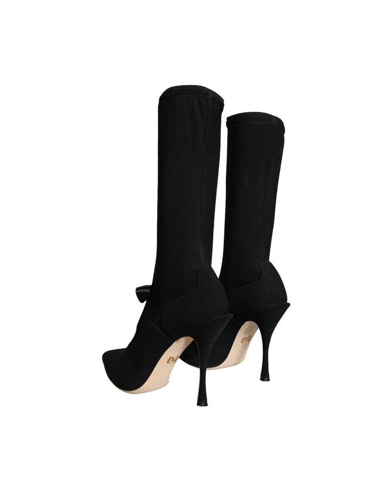 Dolce & Gabbana Black Stiletto Heels Mid Calf Boots Shoes Glam Steals