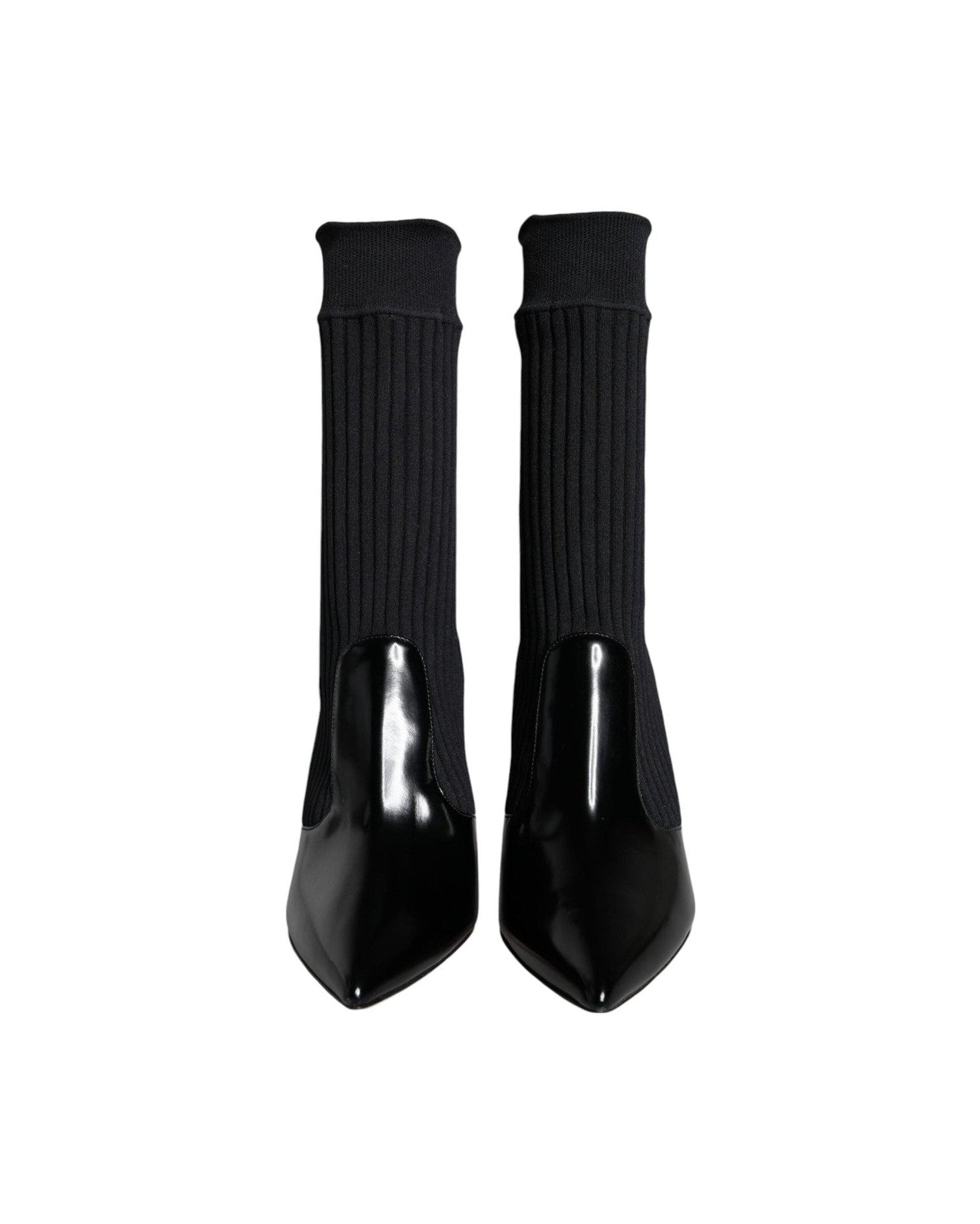 Dolce & Gabbana Black Stretch Stilettos Booties Socks Shoes Boots