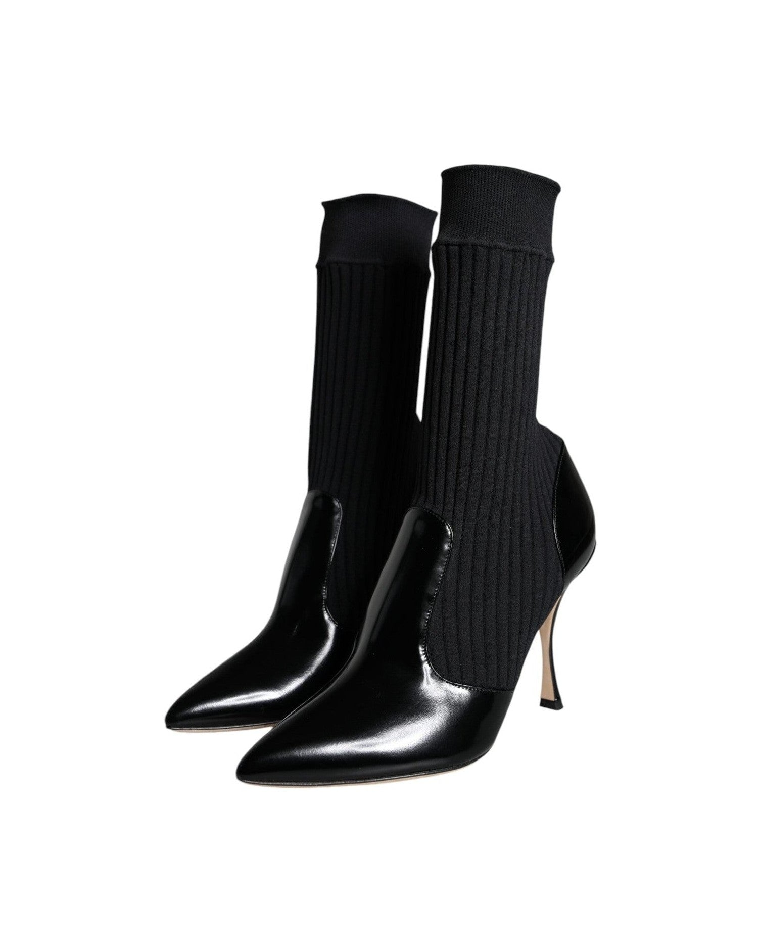 Dolce & Gabbana Black Stretch Stilettos Booties Socks Shoes Boots