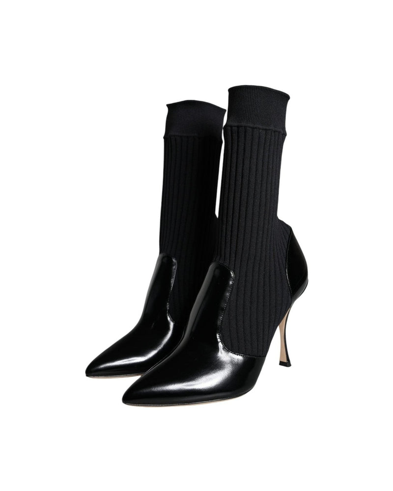 Dolce & Gabbana Black Stretch Stilettos Booties Socks Shoes Boots