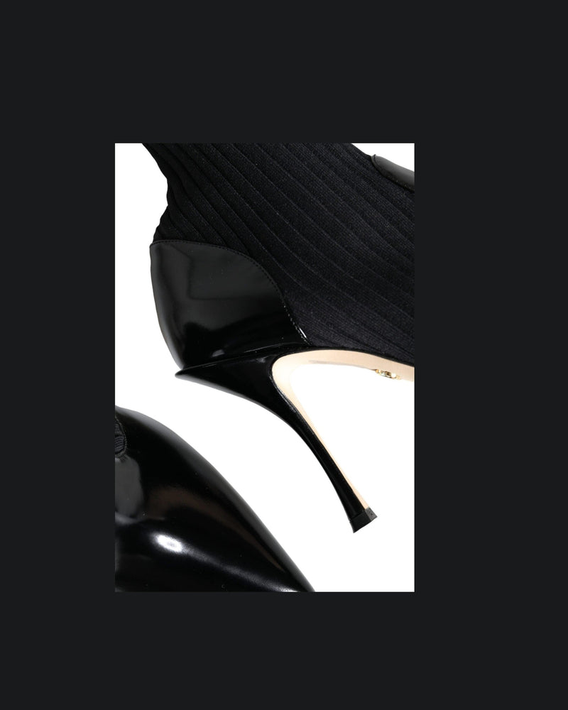 Dolce & Gabbana Black Stretch Stilettos Booties Socks Shoes Glam Steals