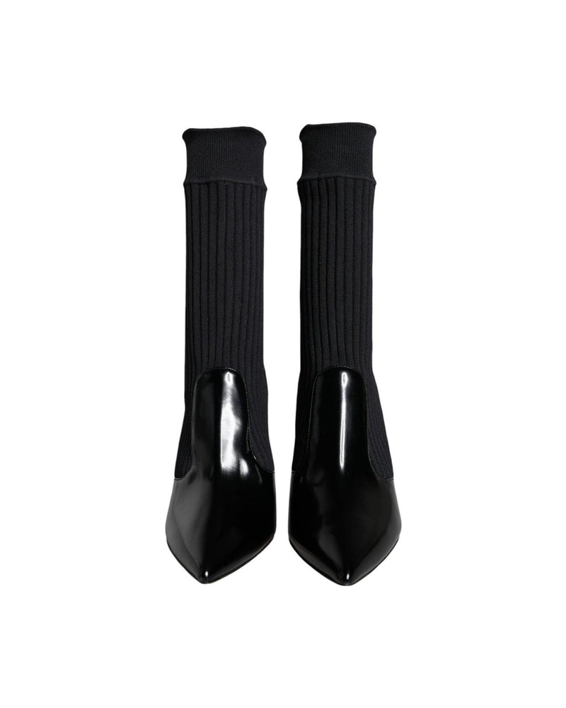 Dolce & Gabbana Black Stretch Stilettos Booties Socks Shoes Glam Steals