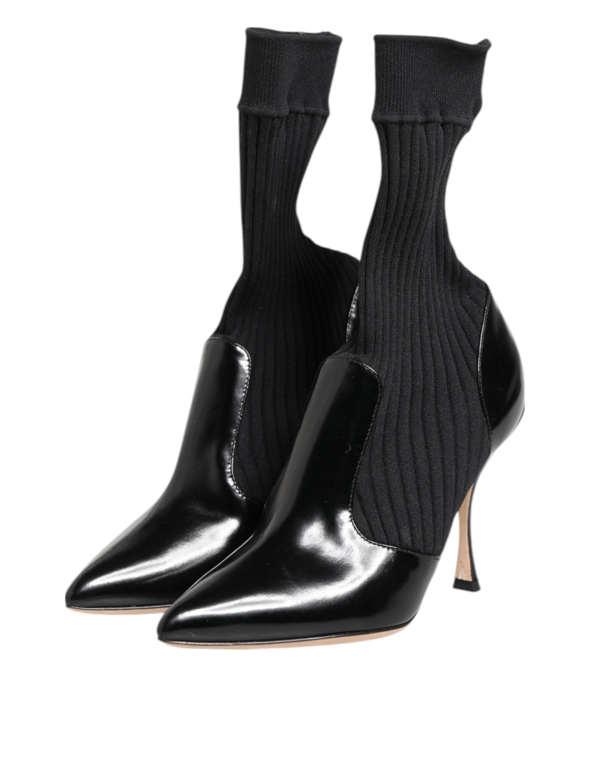 Dolce & Gabbana Black Stretch Stilettos Booties Socks Shoes Glam Steals