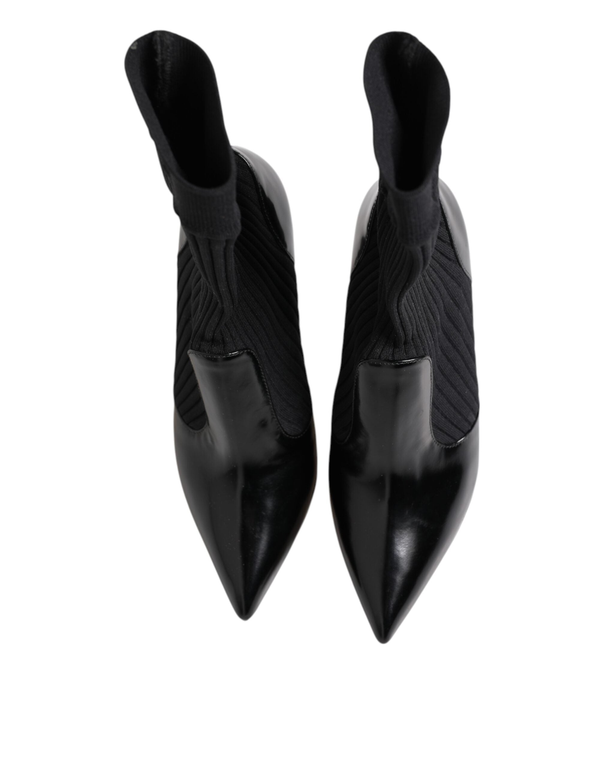 Dolce & Gabbana Black Stretch Stilettos Booties Socks Shoes Glam Steals