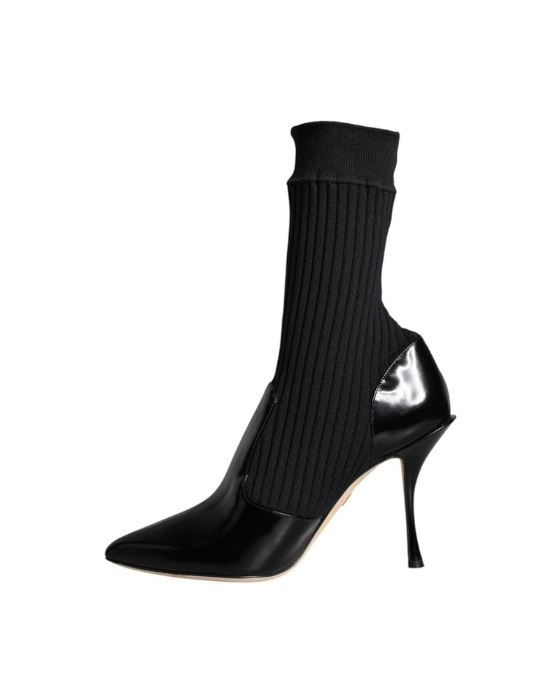 Dolce & Gabbana Black Stretch Stilettos Booties Socks Shoes Glam Steals