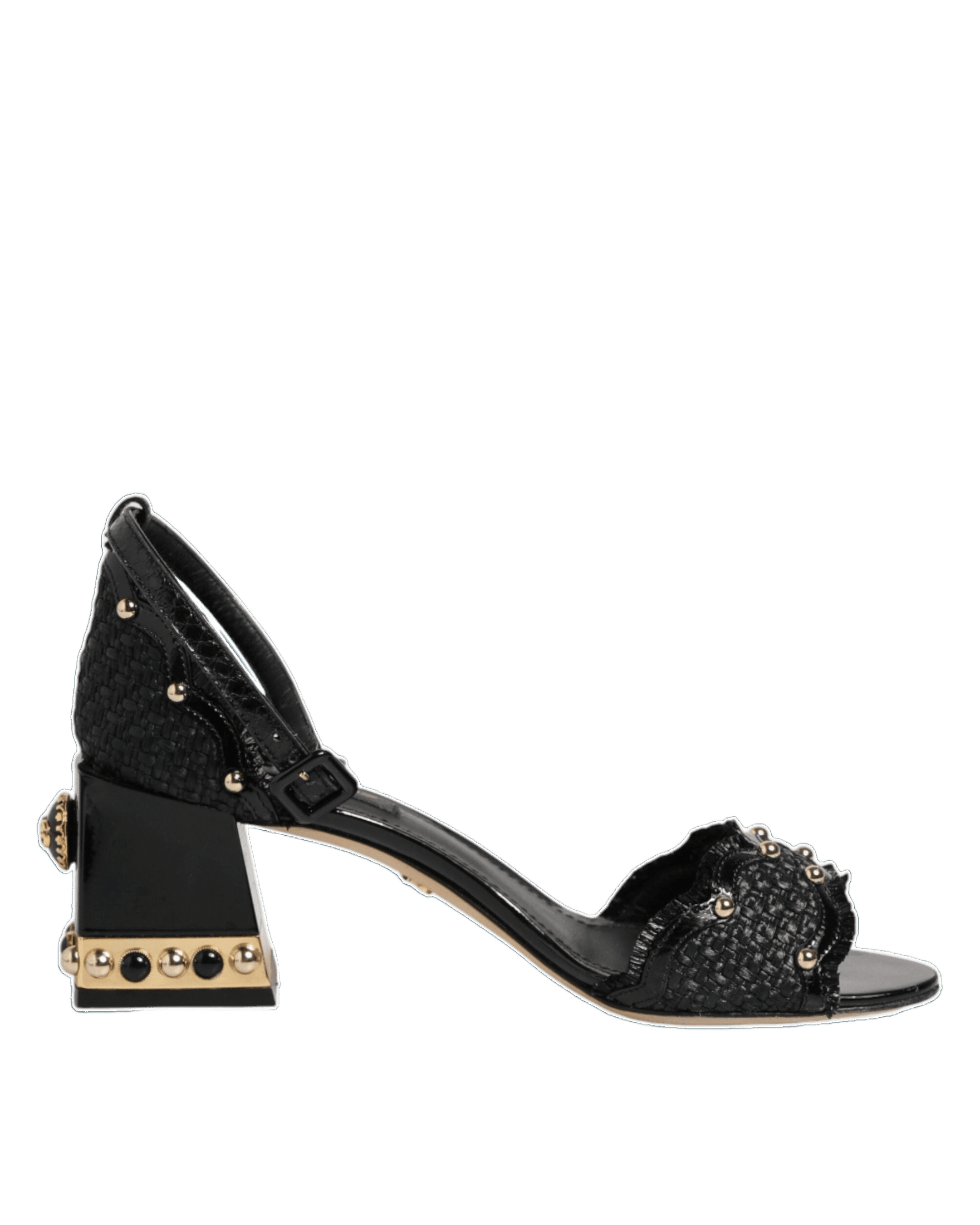 Dolce & Gabbana Black Studded Ankle Strap Sandals Shoes Glam Steals