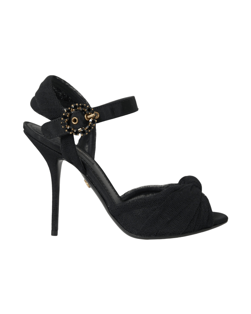 Dolce & Gabbana Black Suede Embellished Heels Sandals Shoes Glam Steals