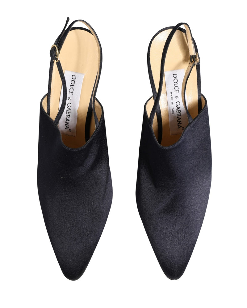 Dolce & Gabbana Black Suede Heels Slingbacks Shoes Glam Steals