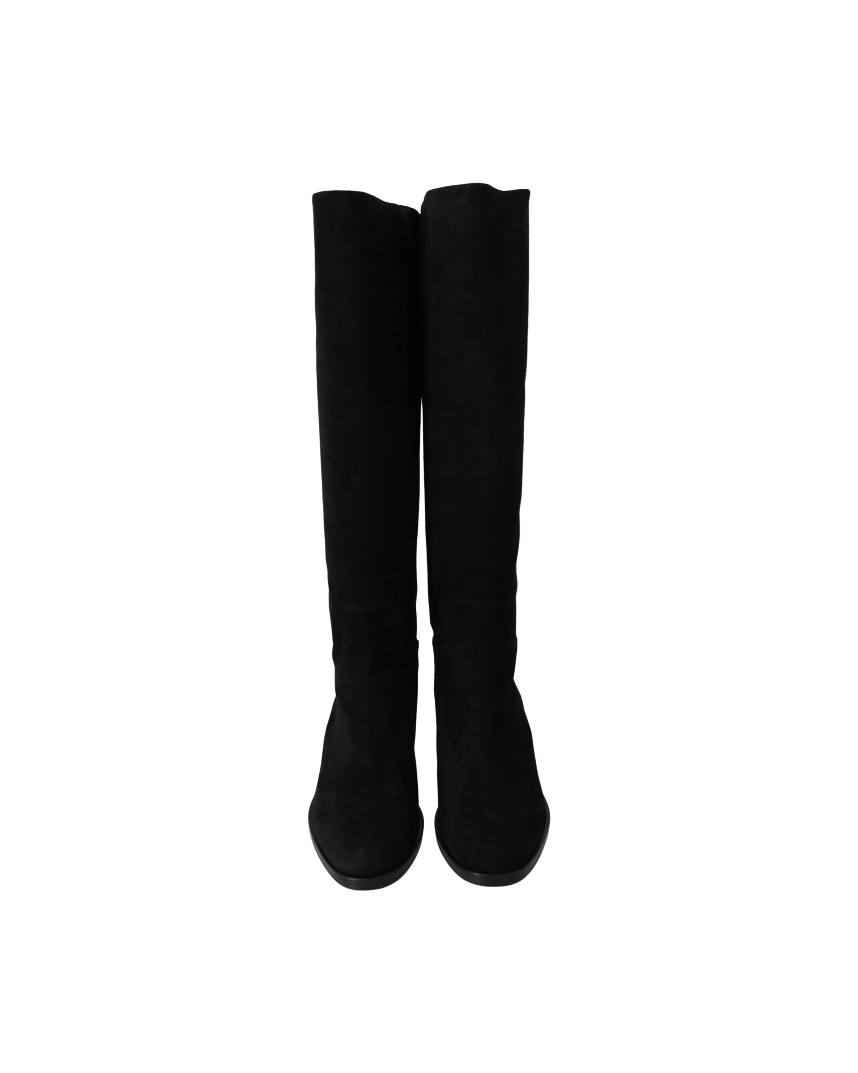 Dolce & Gabbana Black Suede Knee High Flat Boots Glam Steals