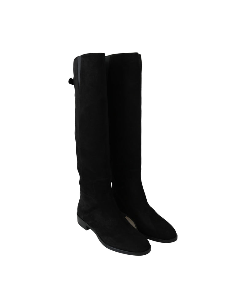 Dolce & Gabbana Black Suede Knee High Flat Boots Glam Steals
