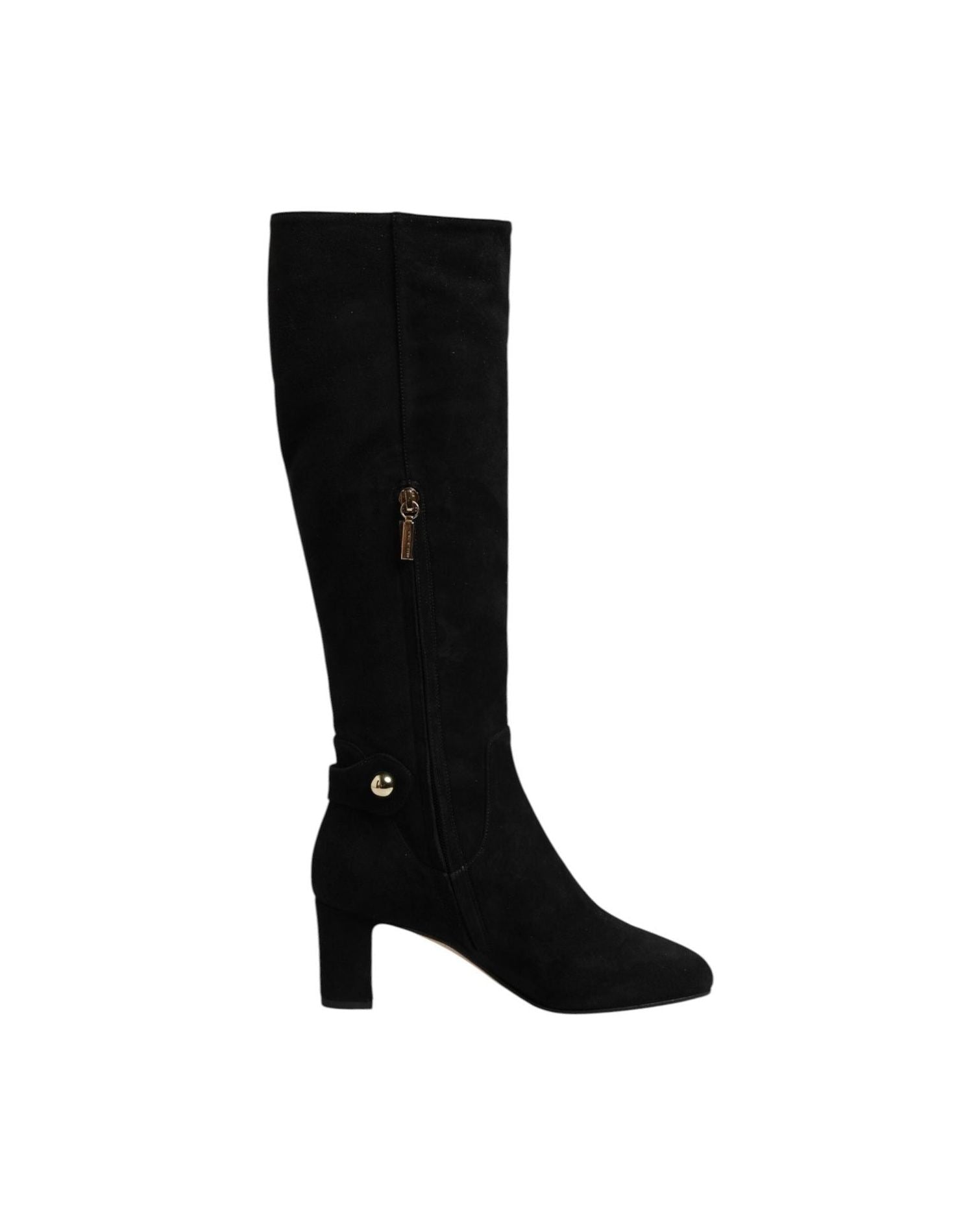Dolce & Gabbana Black Suede Leather Knee High Boots Shoes Boots
