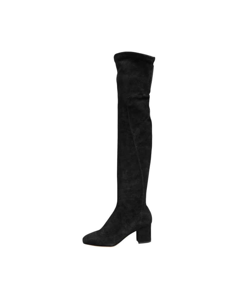 Dolce & Gabbana Black Suede Leather Knee High Boots Shoes Boots