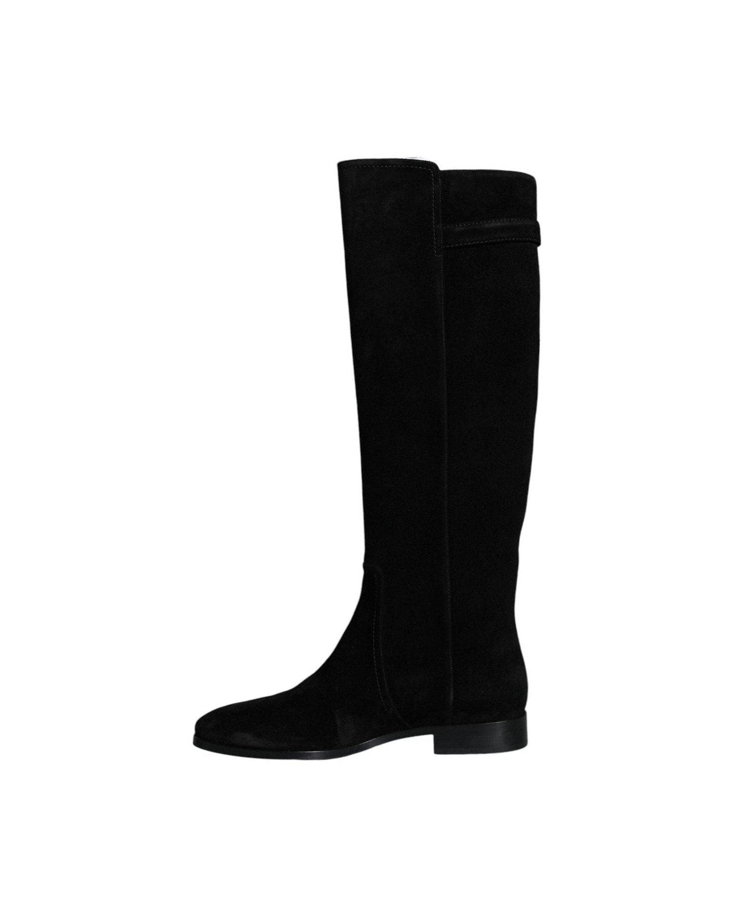 Dolce & Gabbana Black Suede Leather Knee High Boots Shoes Boots