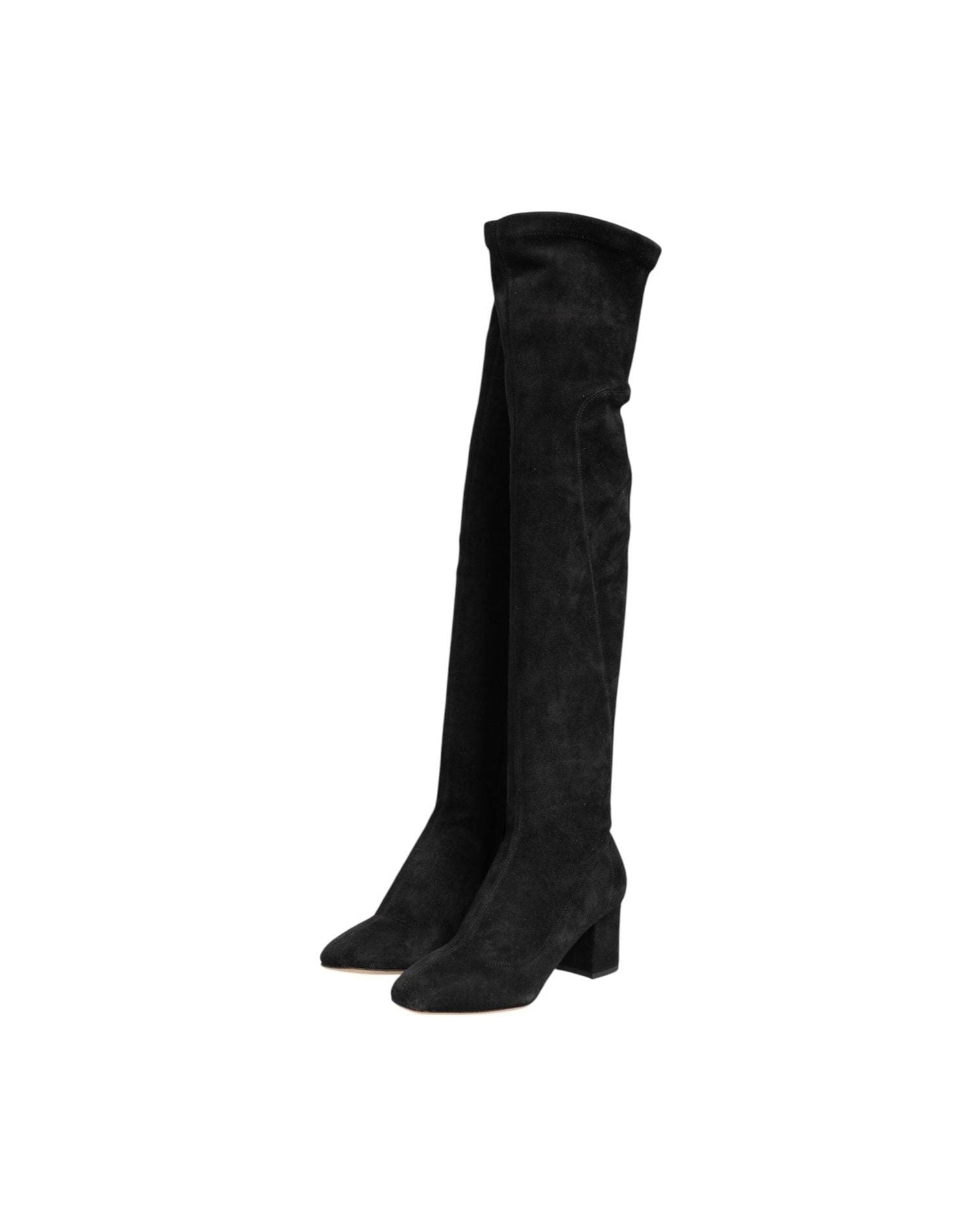 Dolce & Gabbana Black Suede Leather Knee High Boots Shoes Boots