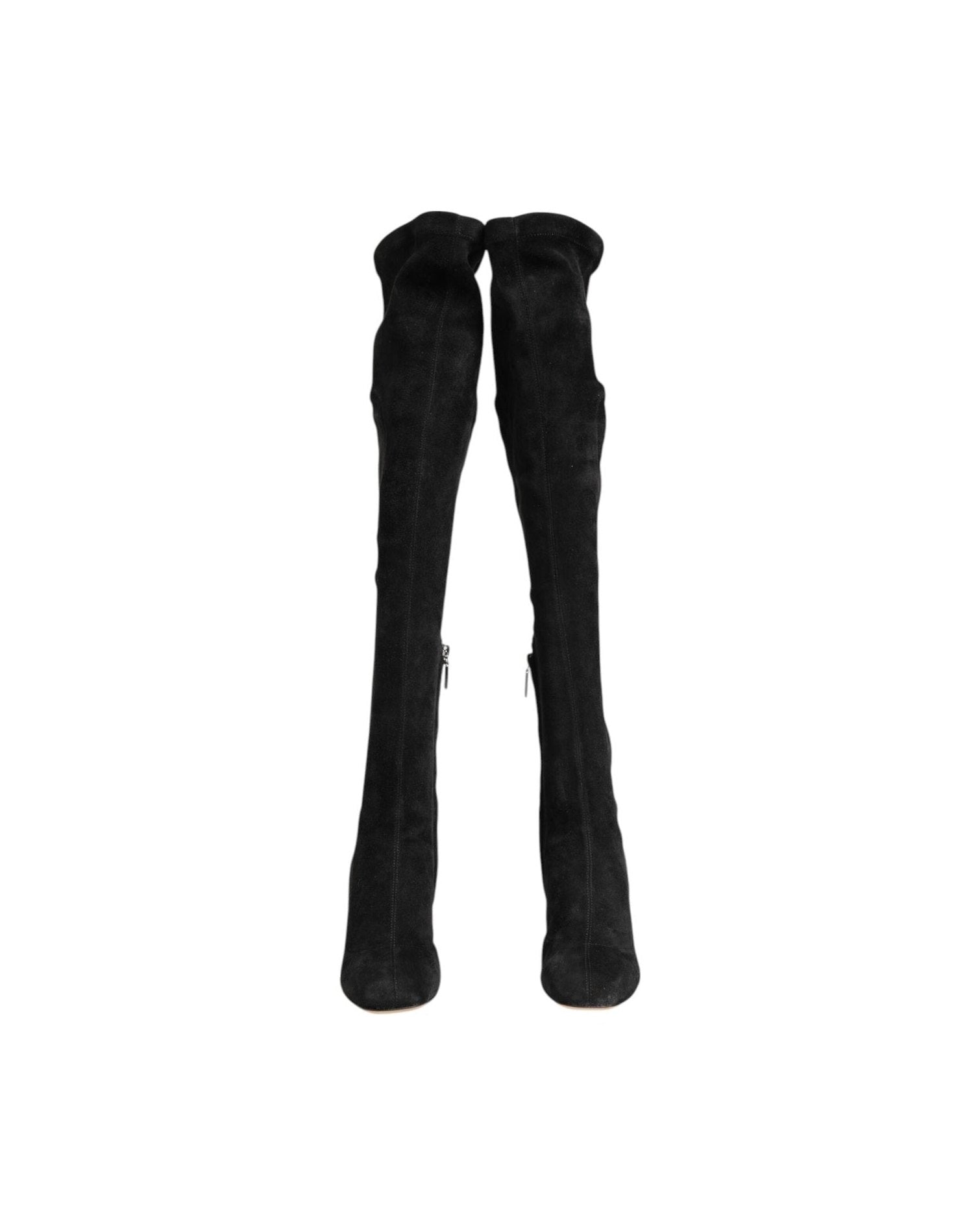 Dolce & Gabbana Black Suede Leather Knee High Boots Shoes Glam Steals