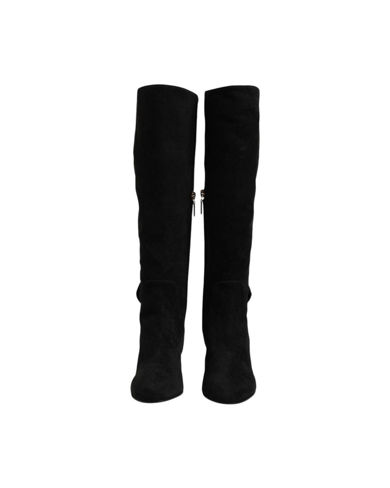 Dolce & Gabbana Black Suede Leather Knee High Boots Shoes Glam Steals