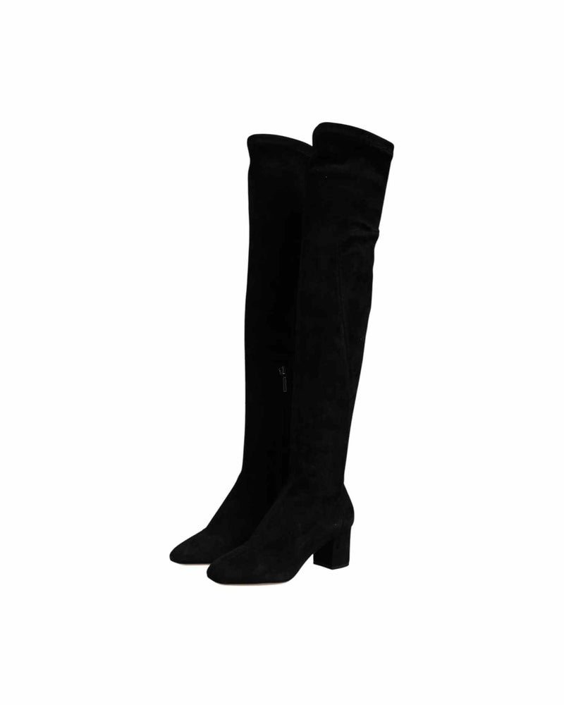 Dolce & Gabbana Black Suede Leather Knee High Boots Shoes Glam Steals