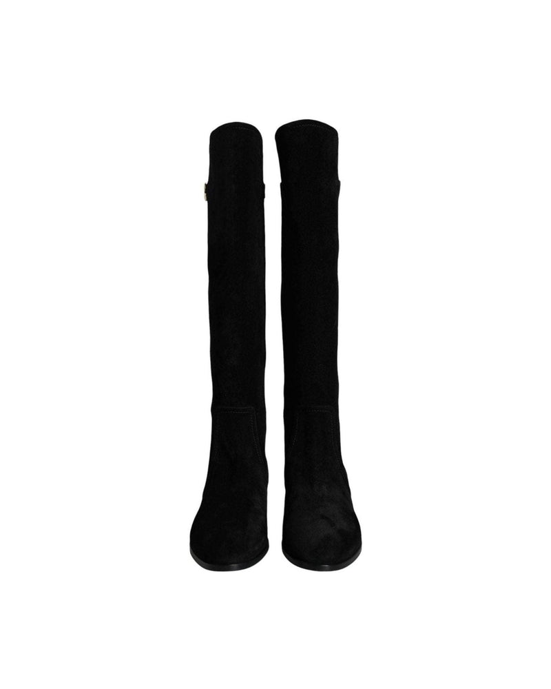 Dolce & Gabbana Black Suede Leather Knee High Boots Shoes Glam Steals