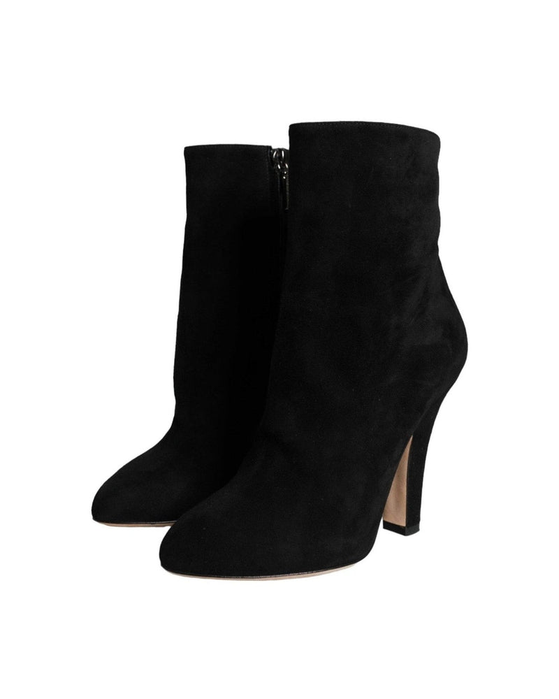 Dolce & Gabbana Black Suede Leather Mid Calf Boots Shoes Boots