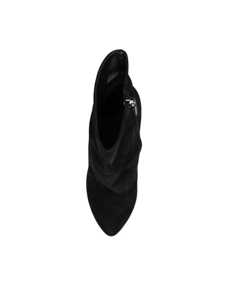 Dolce & Gabbana Black Suede Leather Mid Calf Boots Shoes Boots