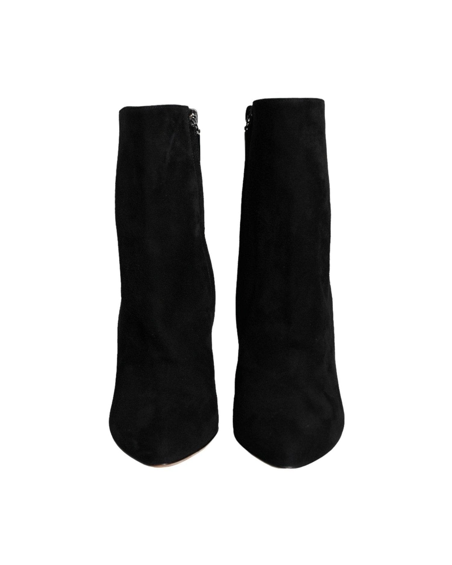 Dolce & Gabbana Black Suede Leather Mid Calf Boots Shoes Boots