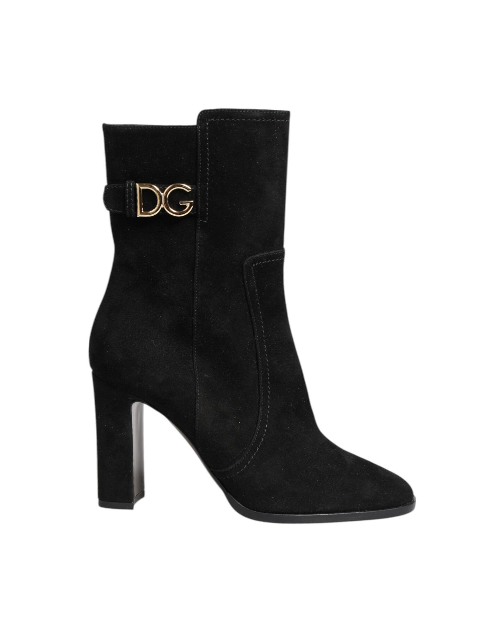 Dolce & Gabbana Black Suede Leather Mid Calf Boots Shoes Glam Steals