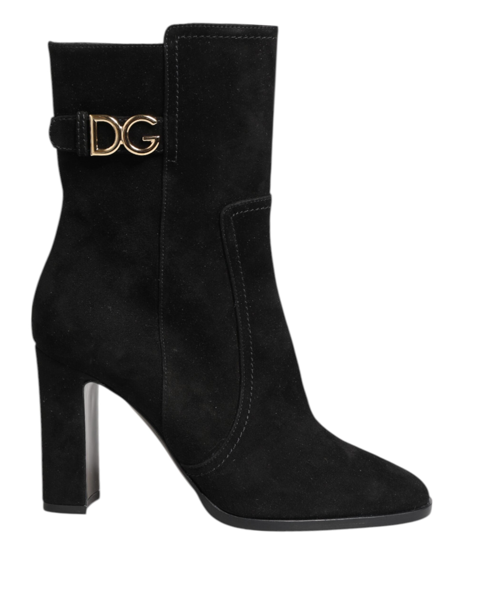 Dolce & Gabbana Black Suede Leather Mid Calf Boots Shoes Glam Steals