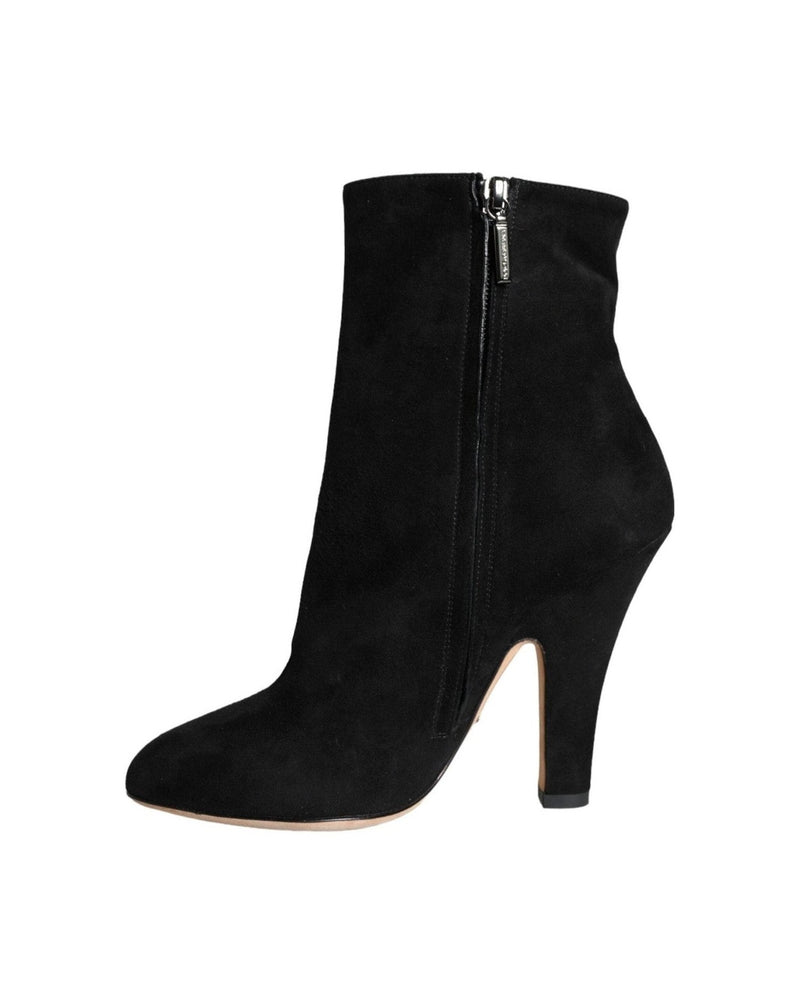 Dolce & Gabbana Black Suede Leather Mid Calf Boots Shoes Glam Steals