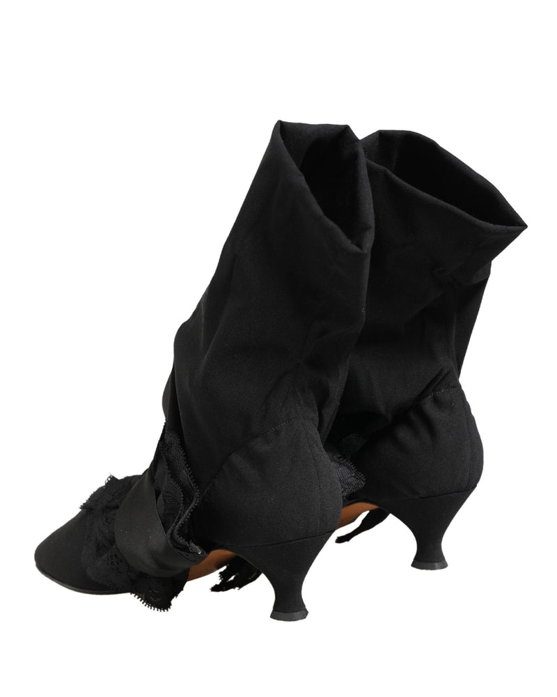 Dolce & Gabbana Black Suede Mid Calf Boots Shoes Glam Steals