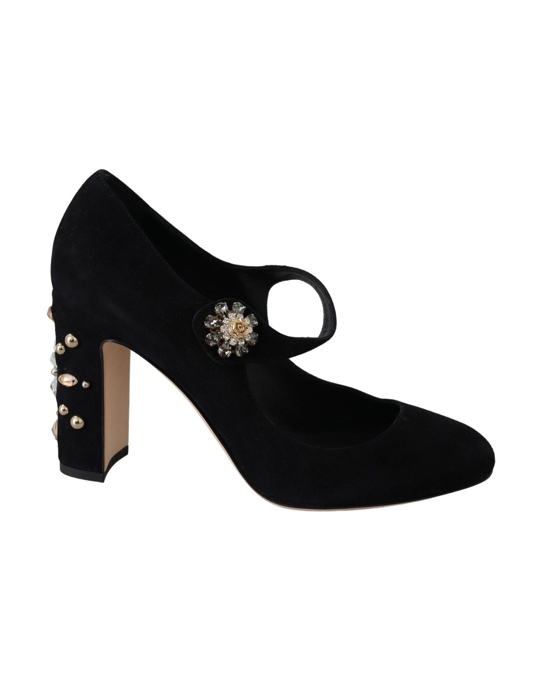 Dolce & Gabbana Black Suede Leather High Heel Heels