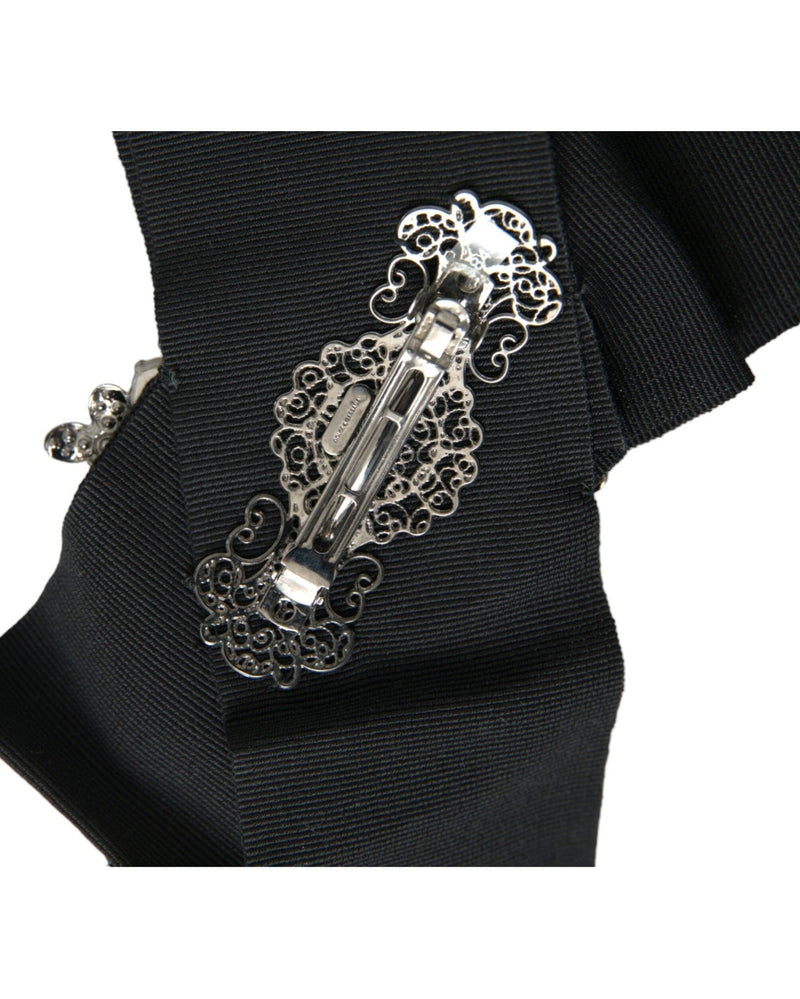 Dolce & Gabbana Swarovski Crystal Embellished Hair Black Clip Glam Steals