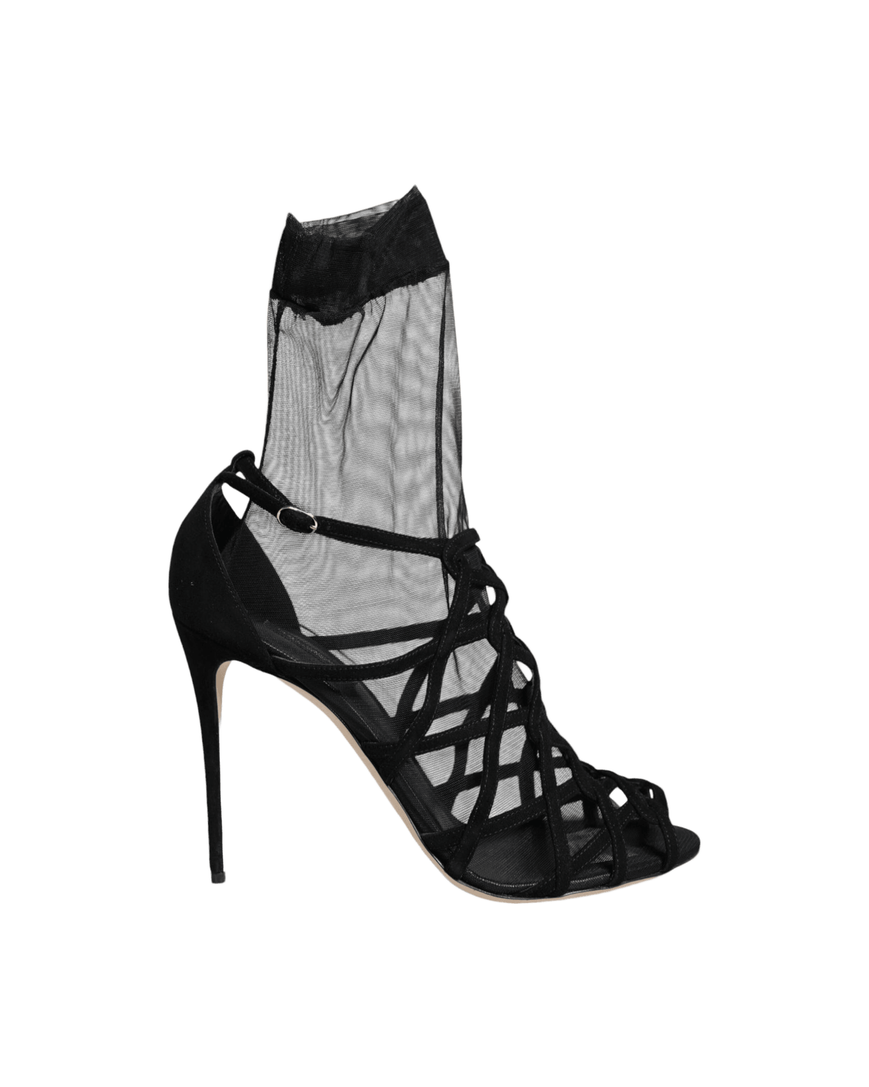 Dolce & Gabbana Black Tulle Stretch Heels Sandals Shoes Glam Steals