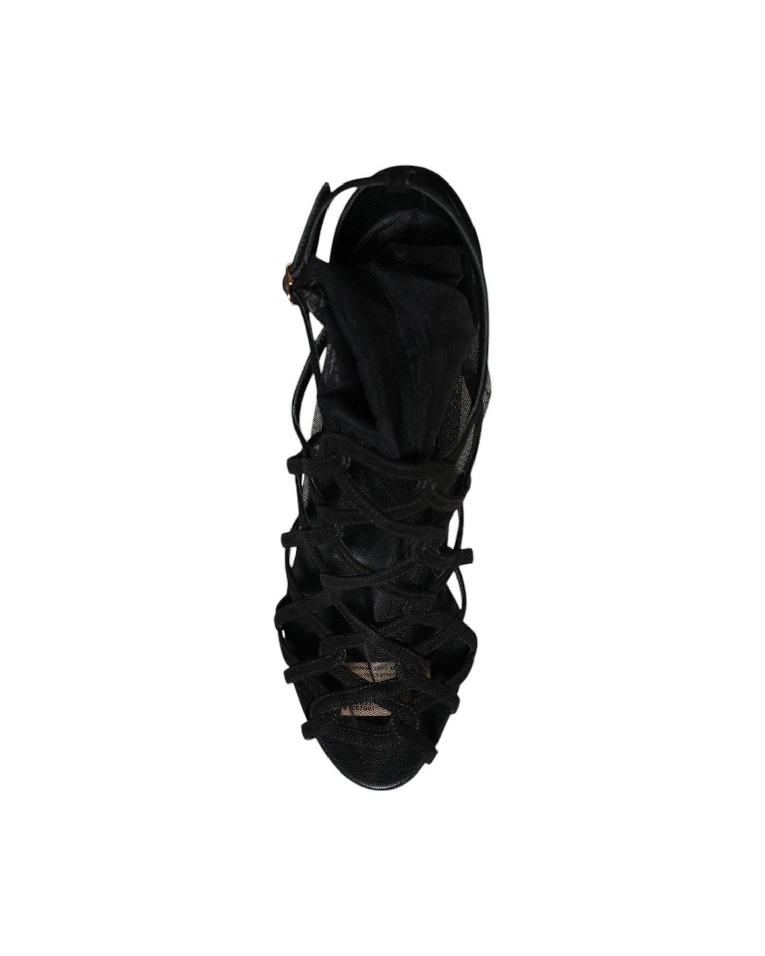 Dolce & Gabbana Black Tulle Stretch Heels Sandals Shoes Glam Steals