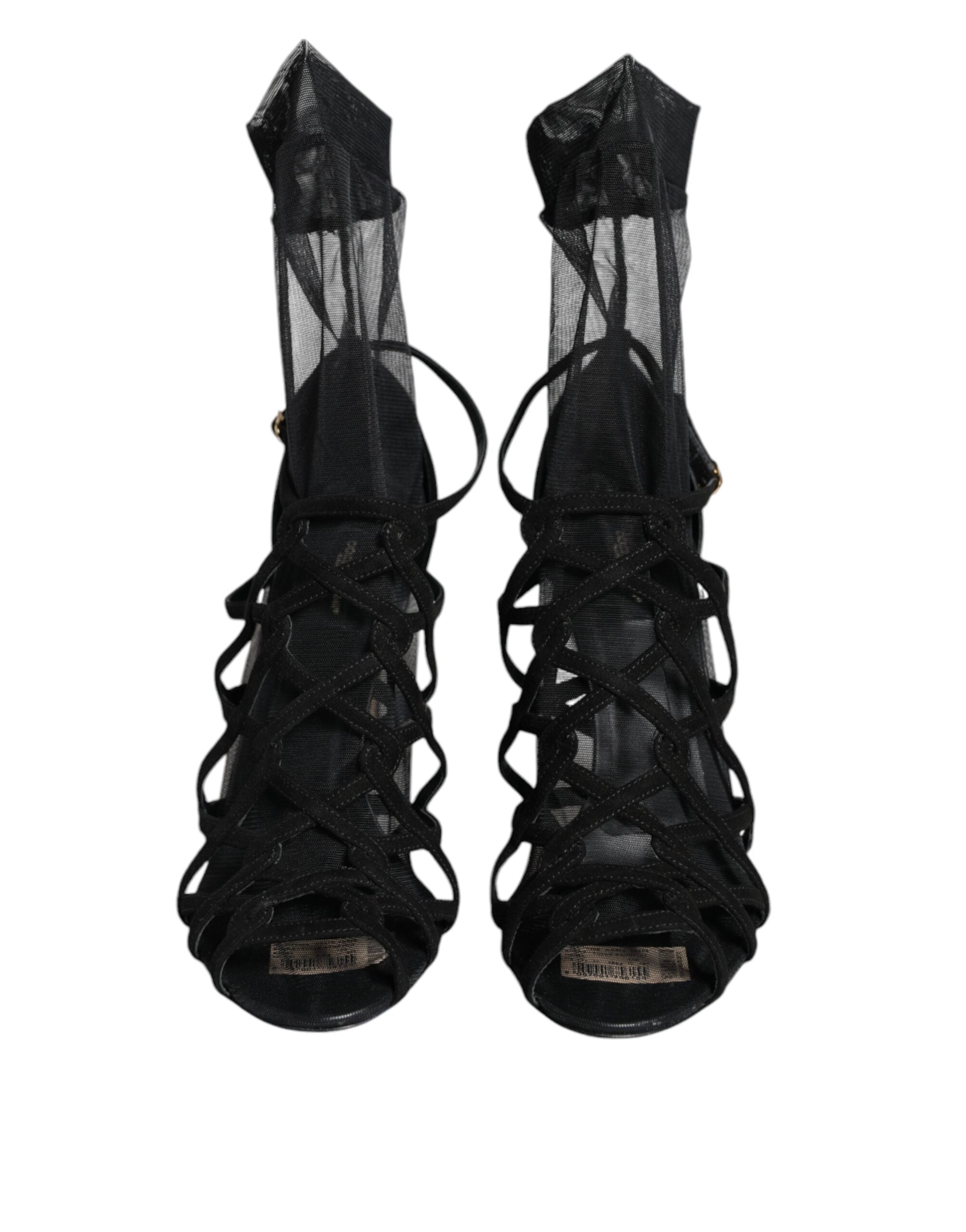 Dolce & Gabbana Black Tulle Stretch Heels Sandals Shoes Glam Steals