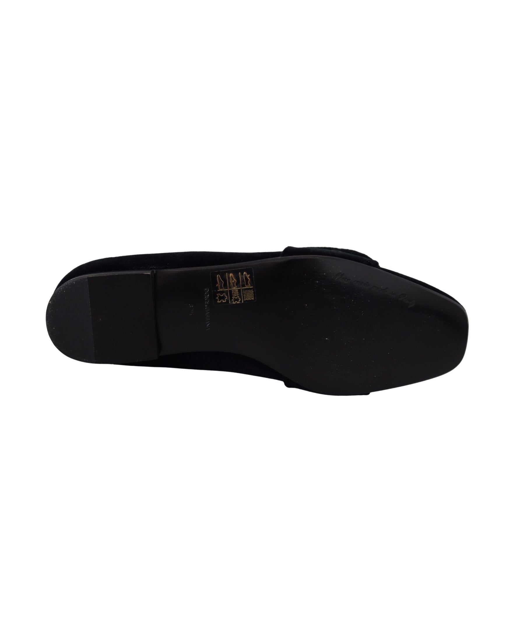Dolce & Gabbana Black Velvet Crystals Loafers Flats