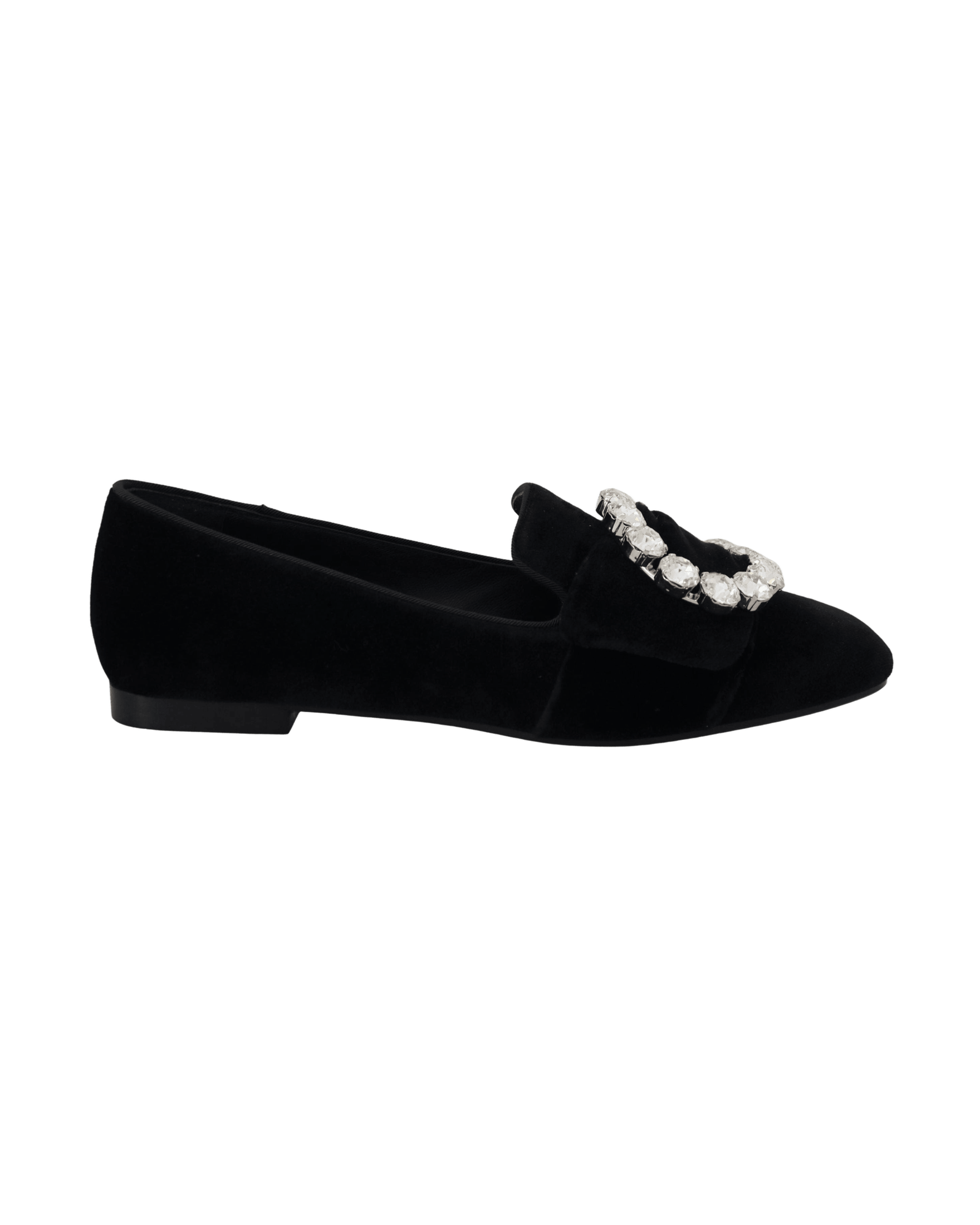 Dolce & Gabbana Black Velvet Crystals Loafers Flats