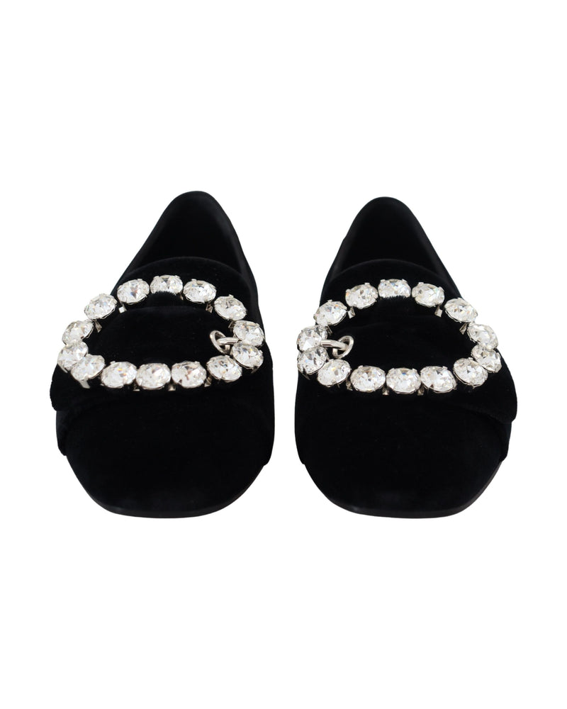 Dolce & Gabbana Black Velvet Crystals Loafers Glam Steals