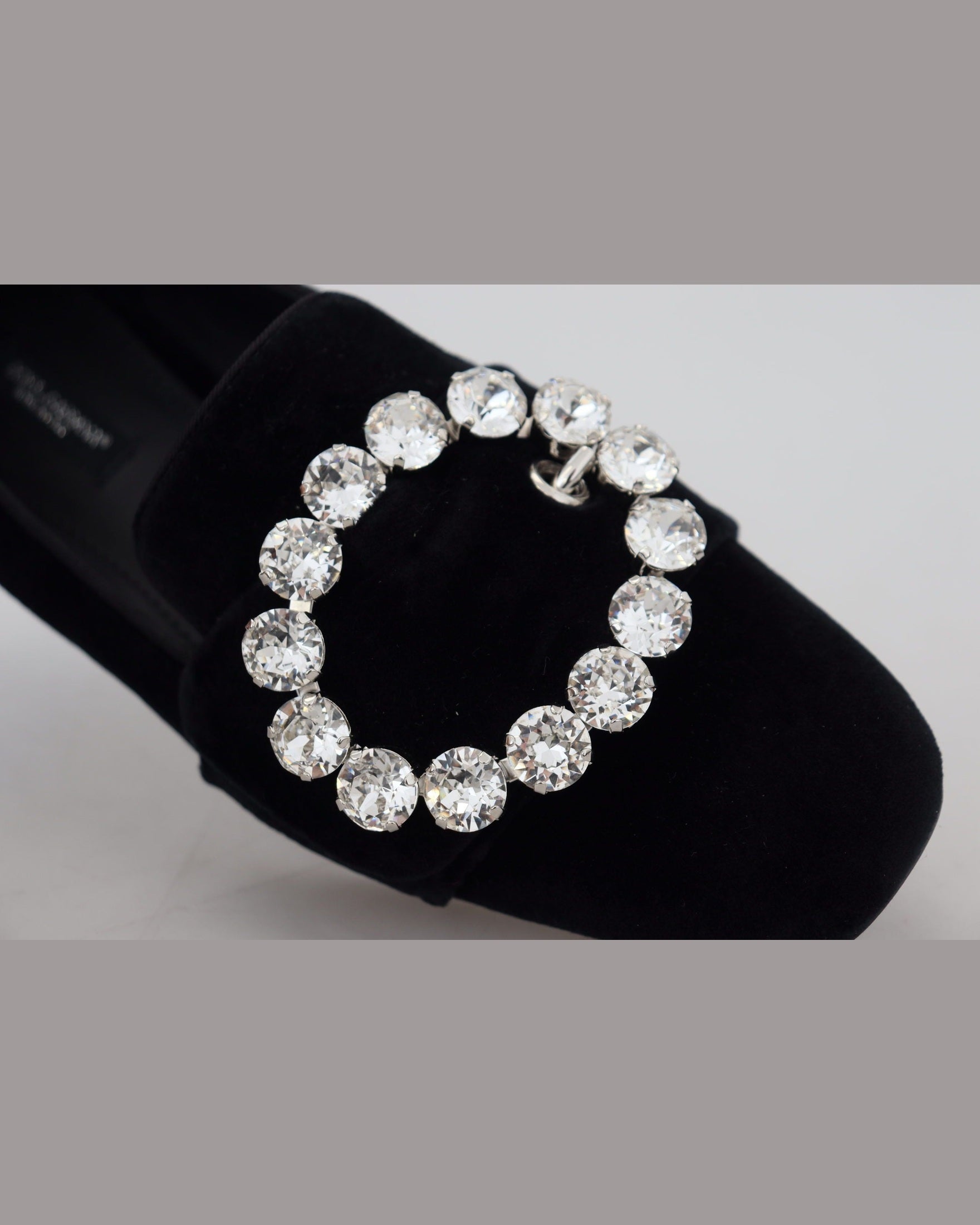 Dolce & Gabbana Black Velvet Crystals Loafers Flats