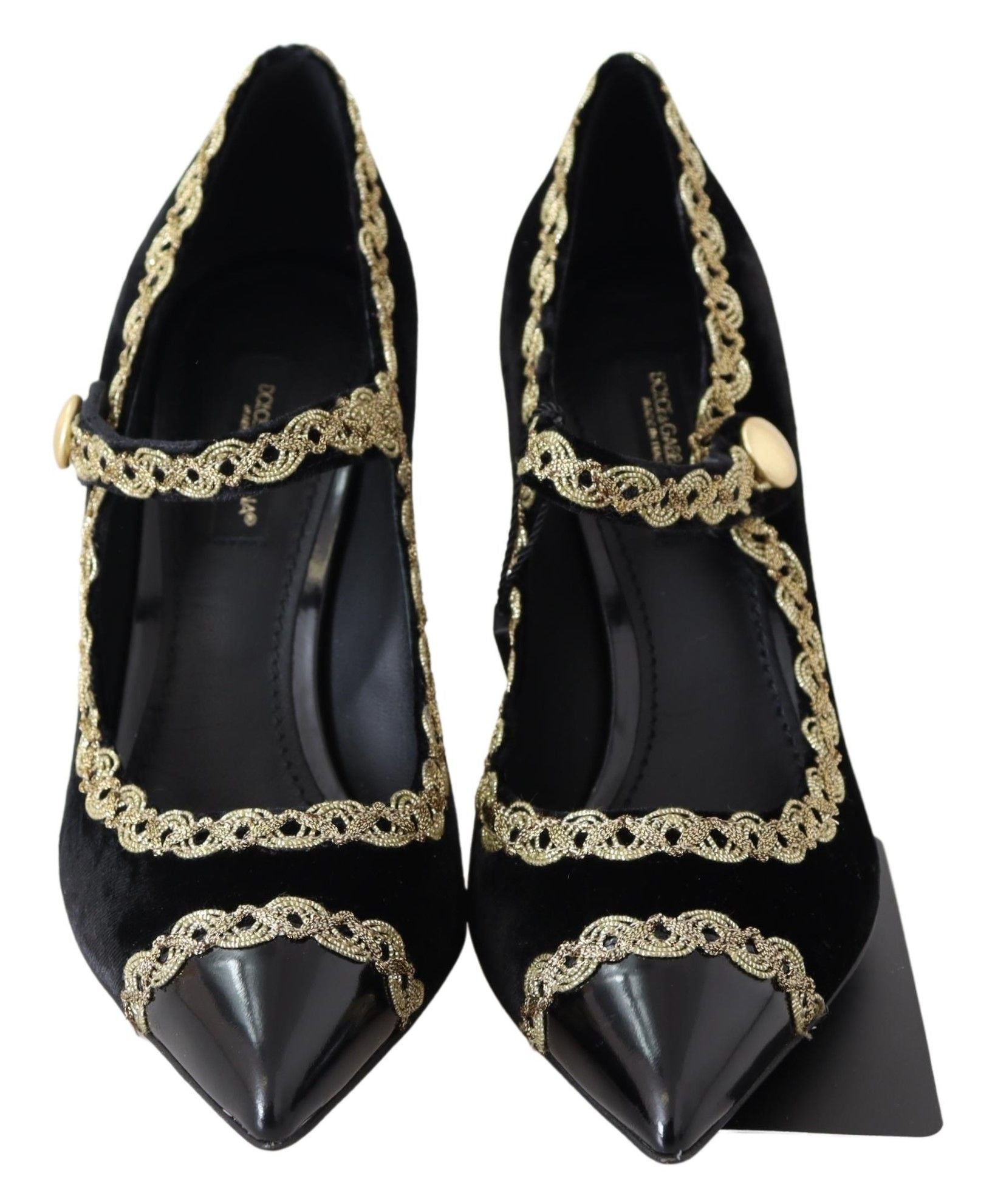 Dolce & Gabbana Black Velvet Gold Mary Janes Pumps Glam Steals