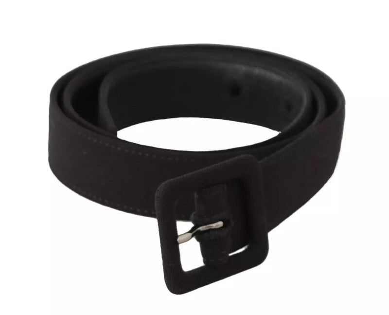 Dolce & Gabbana Black Velvet Leather Logo Waist Buckle Belt Glam Steals