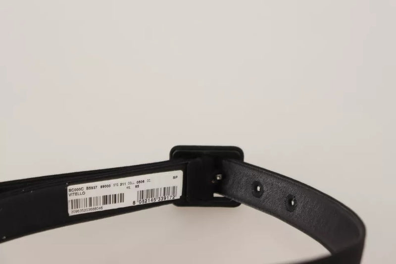 Dolce & Gabbana Black Velvet Leather Logo Waist Buckle Belt Glam Steals