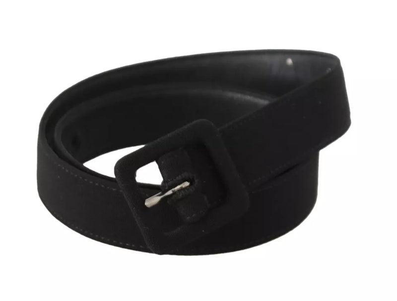 Dolce & Gabbana Black Velvet Leather Logo Waist Buckle Belt Glam Steals